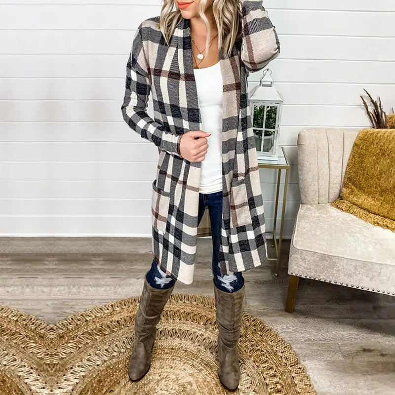 Printed Long Sleeve Cardigan with Pockets