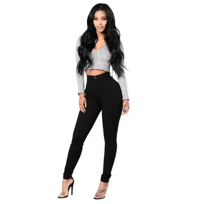 High-Waist Elastic Skinny Jeans