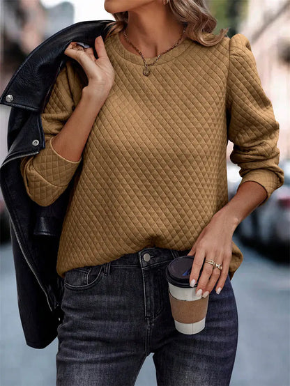 Bubble Long Sleeve Round Neck Top