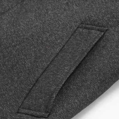 Winter Mid-Length Fleece-Lined Wool Jacket