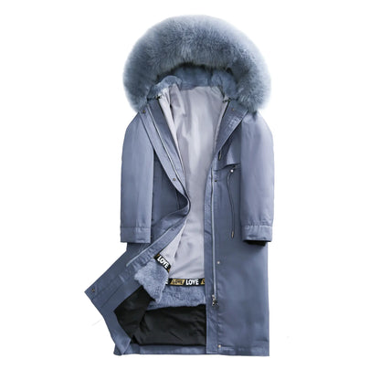Korean Style Thick Parka with Detachable Fur Collar