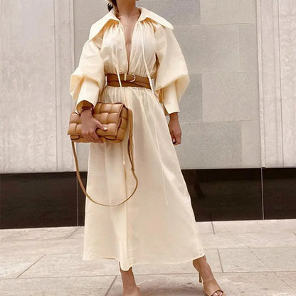 Loose Mid-Length Long Sleeve Dress